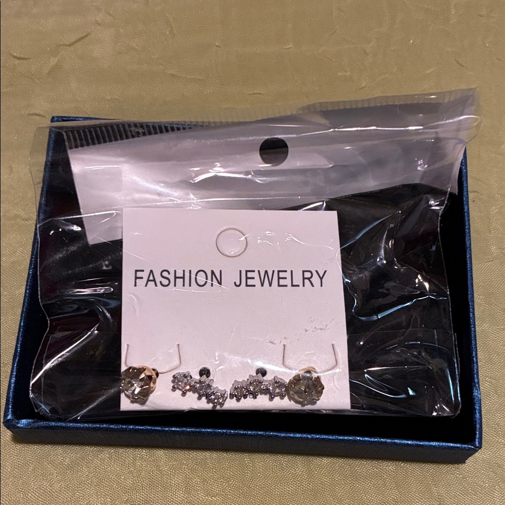 Elegant Gold and Silver Fashion Jewelry Earrings set of 3